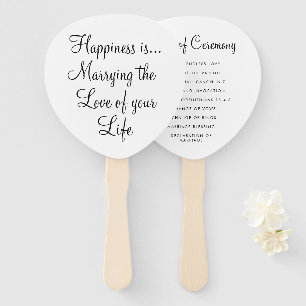 Éventail Programme de mariage citation typographie noir bla