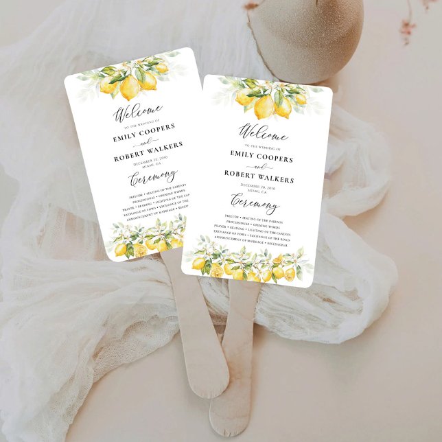 Éventail Programme de mariage Citrus vert citron Ventilateu (Créateur téléchargé)