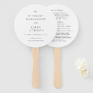 Éventail Programme de mariage classique élégant noir et bla