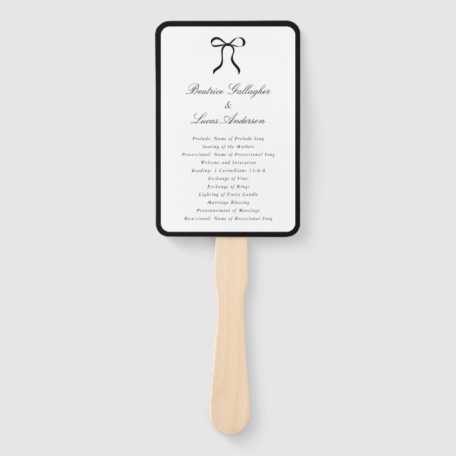 Éventail Programme de mariage classique Simple Bow (Devant)