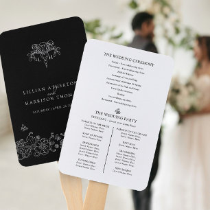 Éventail Programme de mariage d'art de la fleur blanche noi