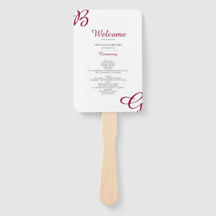 Éventail Programme de mariage d'automne avec initiales en b