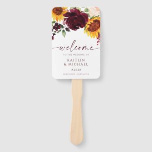 Éventail Programme de mariage d'automne Tournesols Roses Bo