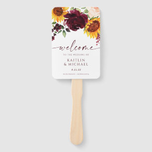 Éventail Programme de mariage d'automne Tournesols Roses Bo