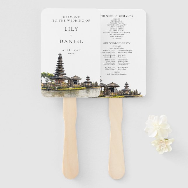 Éventail Programme de mariage de destination à Bali à l'aqu (Devant et derrière)