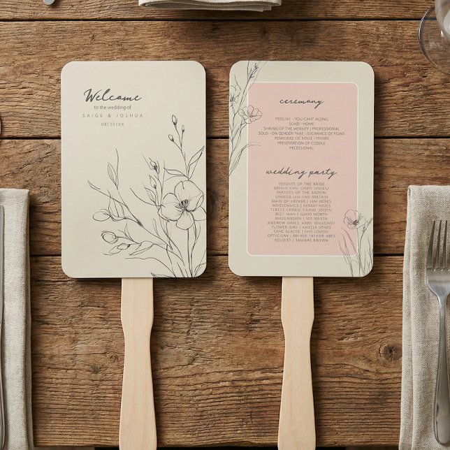 Éventail Programme de mariage de jardin lavé par le soleil  (Créateur téléchargé)