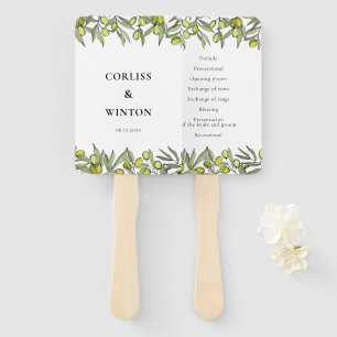 Éventail Programme de mariage de la branche Olive