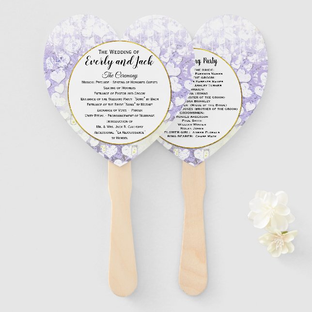 Éventail Programme de mariage de l'arbre à feuilles en form (Devant et derrière)