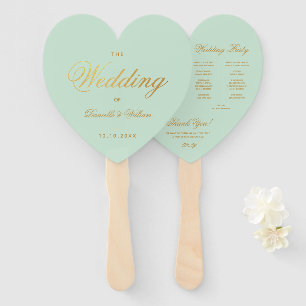 Éventail Programme de mariage de menthe Faux Gold Script Co