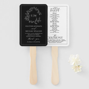 Éventail Programme de mariage de Monogramme de Cimier blanc