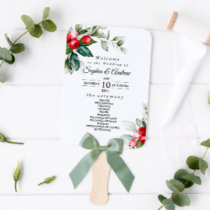 Éventail Programme de mariage de Noël Greenery & Red Berrie