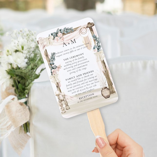 Éventail Programme de mariage de rêve bohème sur la plage (Créateur téléchargé)