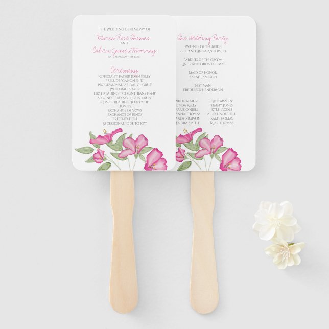 Éventail Programme de mariage des fans Azalea (Devant et derrière)