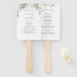Éventail Programme de mariage des Feuilles de verdure et d'