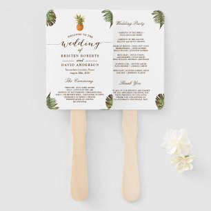 Éventail Programme de mariage des Feuilles tropicaux Pineap