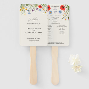 Éventail Programme de mariage des prairies de fleurs sauvag
