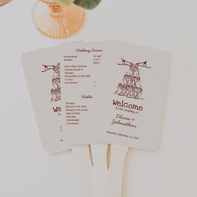 Éventail Programme de mariage dessiné à la main avec des gr (Créateur téléchargé)