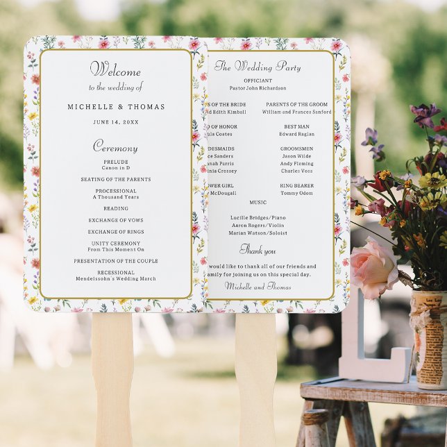 Éventail Programme de mariage d'été du printemps fleur sauv (Créateur téléchargé)