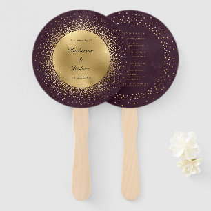 Éventail Programme de mariage d'or de Bourgogne céleste