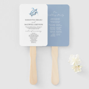 Éventail Programme de mariage Dusty Blue Beach
