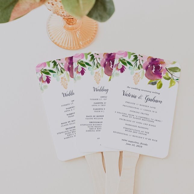 Éventail Programme de mariage dynamique en fleurs (Créateur téléchargé)