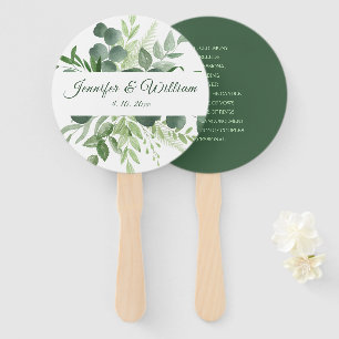 Éventail Programme de mariage écriture nature verdure Eucal