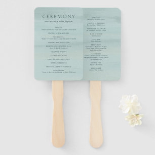 Éventail Programme de mariage élégant à l'aquarelle verte m