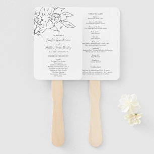 Éventail Programme de mariage élégant à motif floral en lig