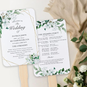 Éventail Programme de mariage élégant à motifs floraux géom