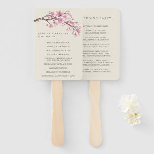 Éventail Programme de mariage élégant aux fleurs de cerisie