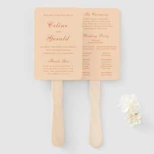 Éventail Programme de mariage élégant aux pêches classiques