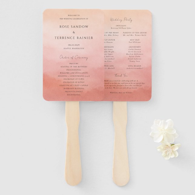 Éventail Programme de mariage élégant et moderne de style c (Devant et derrière)
