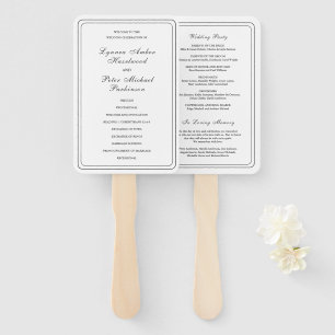 Éventail Programme de mariage élégant noir et blanc classiq