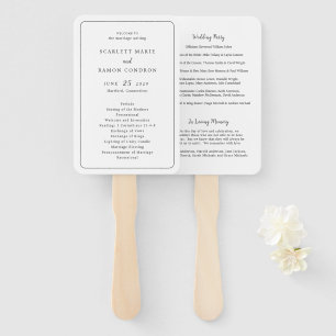 Éventail Programme de mariage élégant noir et blanc intempo