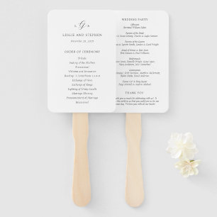Éventail Programme de mariage élégant noir et blanc intempo