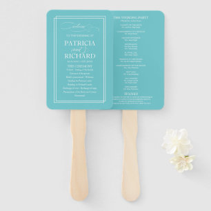 Éventail Programme de mariage élégant simple bleu puriste
