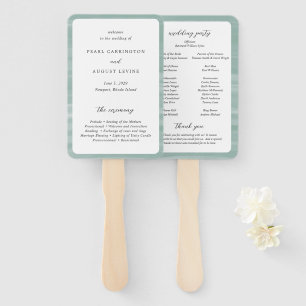 Éventail Programme de mariage élégant vert muet Coastal Chi