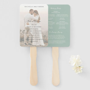 Éventail Programme de mariage élégant vert uni simple