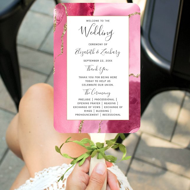 Éventail Programme de mariage en Agate Rose Gold (Créateur téléchargé)