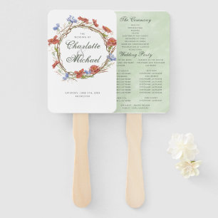 Éventail programme de mariage en couronne fleur sauvage