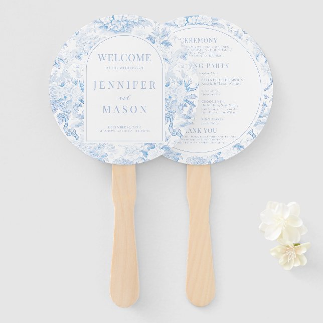 Éventail Programme de mariage en porcelaine de Chinoiserie  (Devant et derrière)