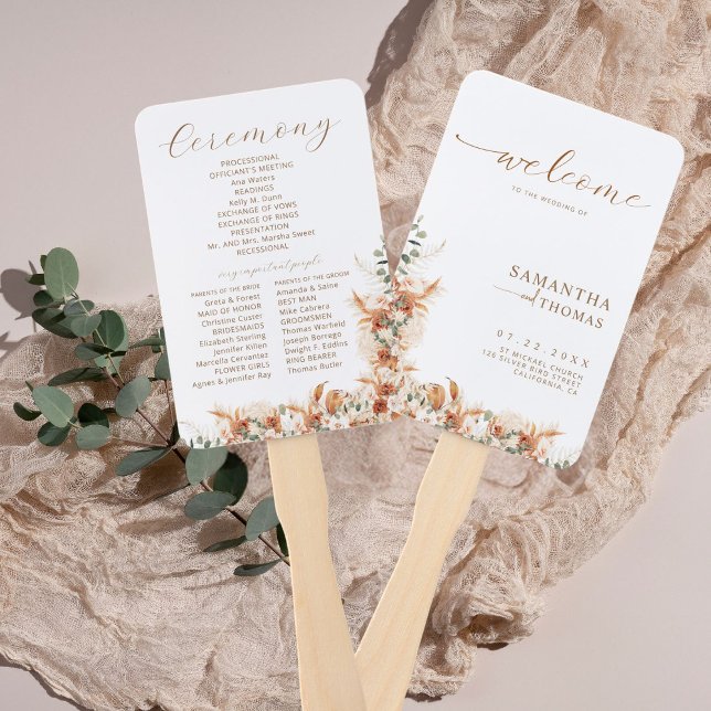 Éventail Programme de mariage en terre cuite simple élégant (Créateur téléchargé)