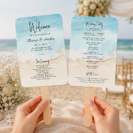 Éventail Programme de mariage estival à l'aquarelle sur la