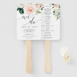 Éventail Programme de mariage Fan Blushing Blooms Fan Edita