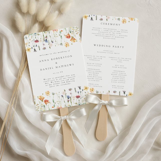 Éventail Programme de mariage fantaisiste de fleurs sauvage (Créateur téléchargé)