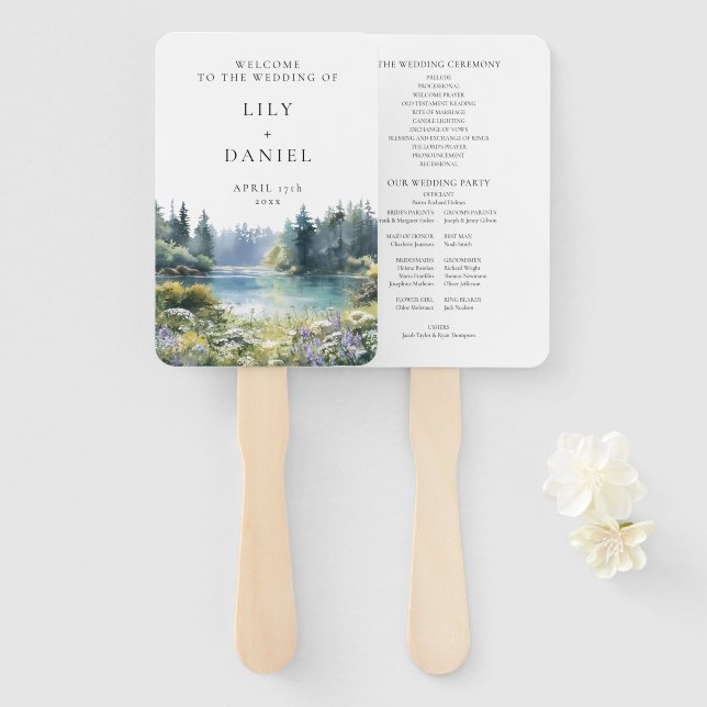 Éventail Programme de mariage floral aux fleurs sauvages au (Devant et derrière)