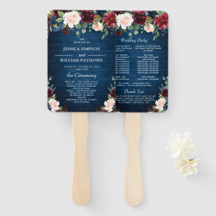 Éventail Programme de mariage floral Blush Blue Navy de Bou