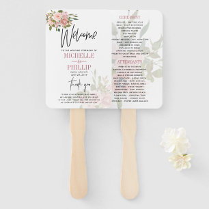 Éventail Programme de mariage Floral Blush et Rose Gold