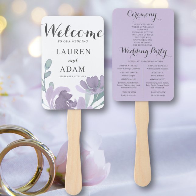 Éventail Programme de mariage floral bohème eucalyptus viol (Créateur téléchargé)