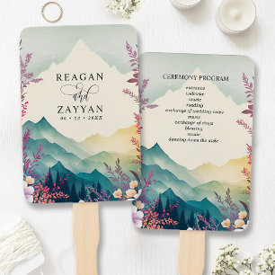 Éventail Programme de mariage floral des montagnes printani